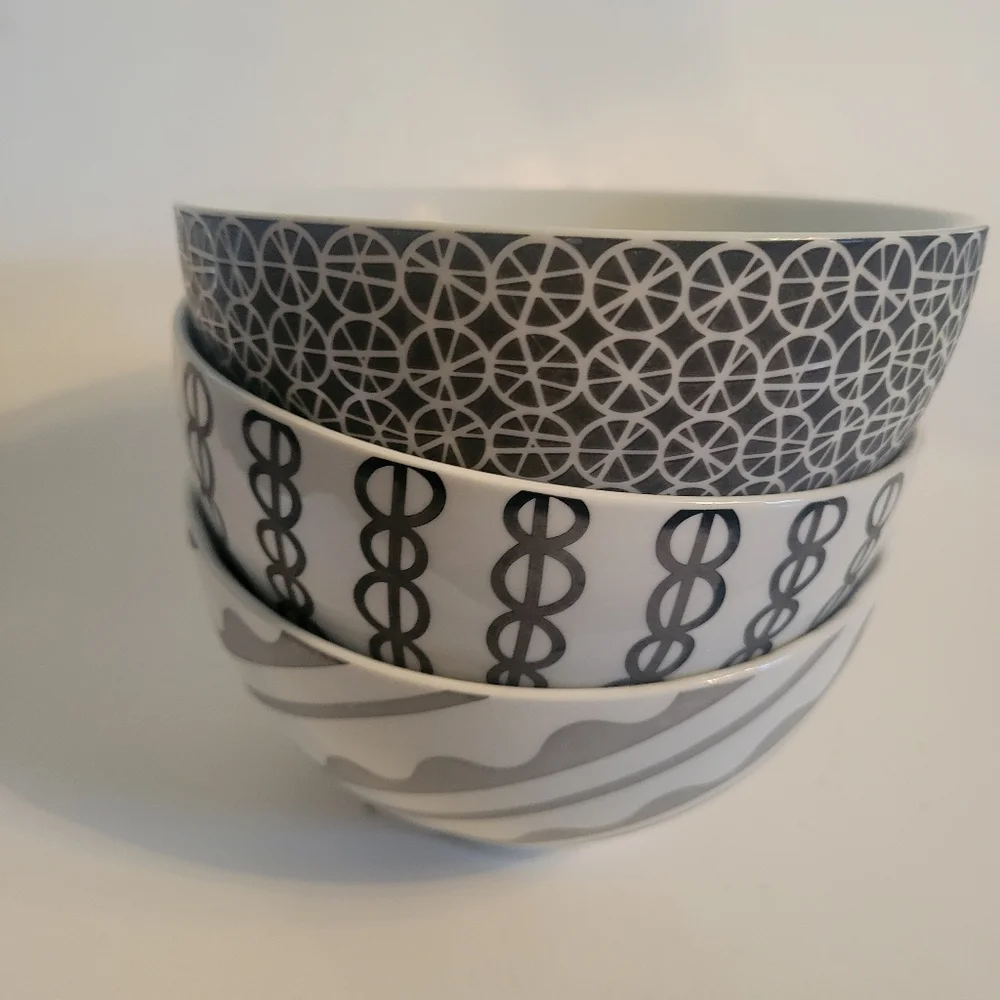 Set of Three CRATE & BARREL Patterned Bowls
